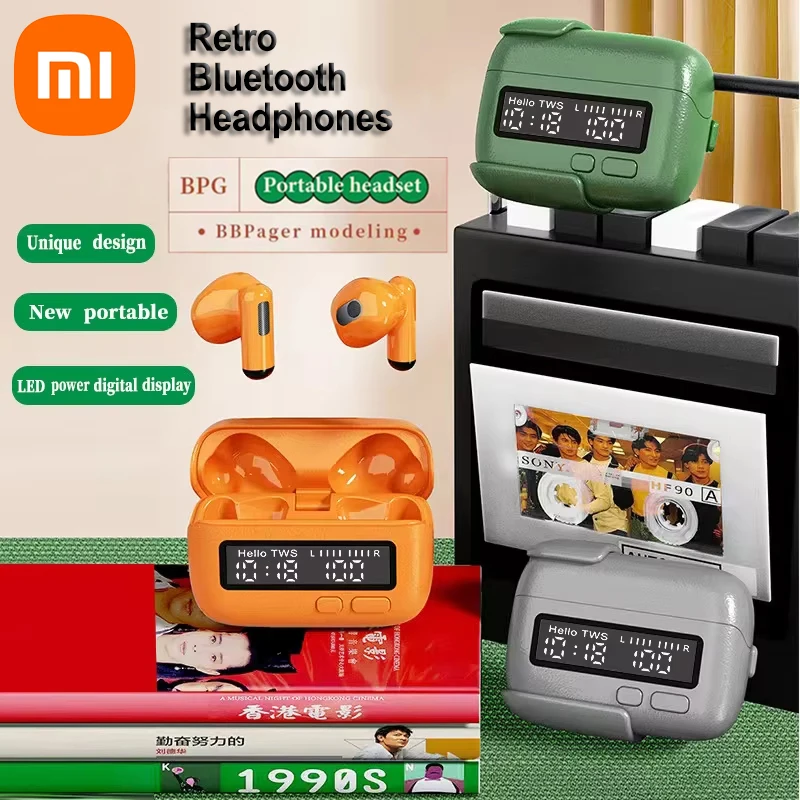 

Портативные беспроводные наушники Xiaomi Bluetooth 5.2, уникальные ретро-персонализированные трендовые наушники с цифровым дисплеем и шумоподавлением