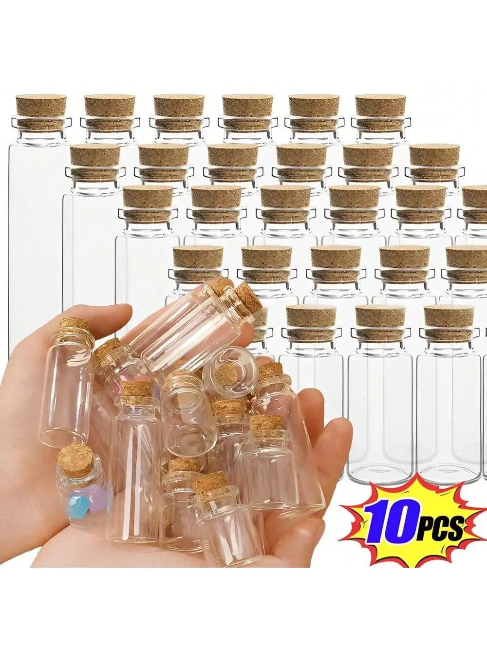 1-10 stuks mini glazen flessen met kurken - 5/10/15 ml lege glazen flesjes voor doe-het-zelf, decoratie, bericht, ambachten en groothandel