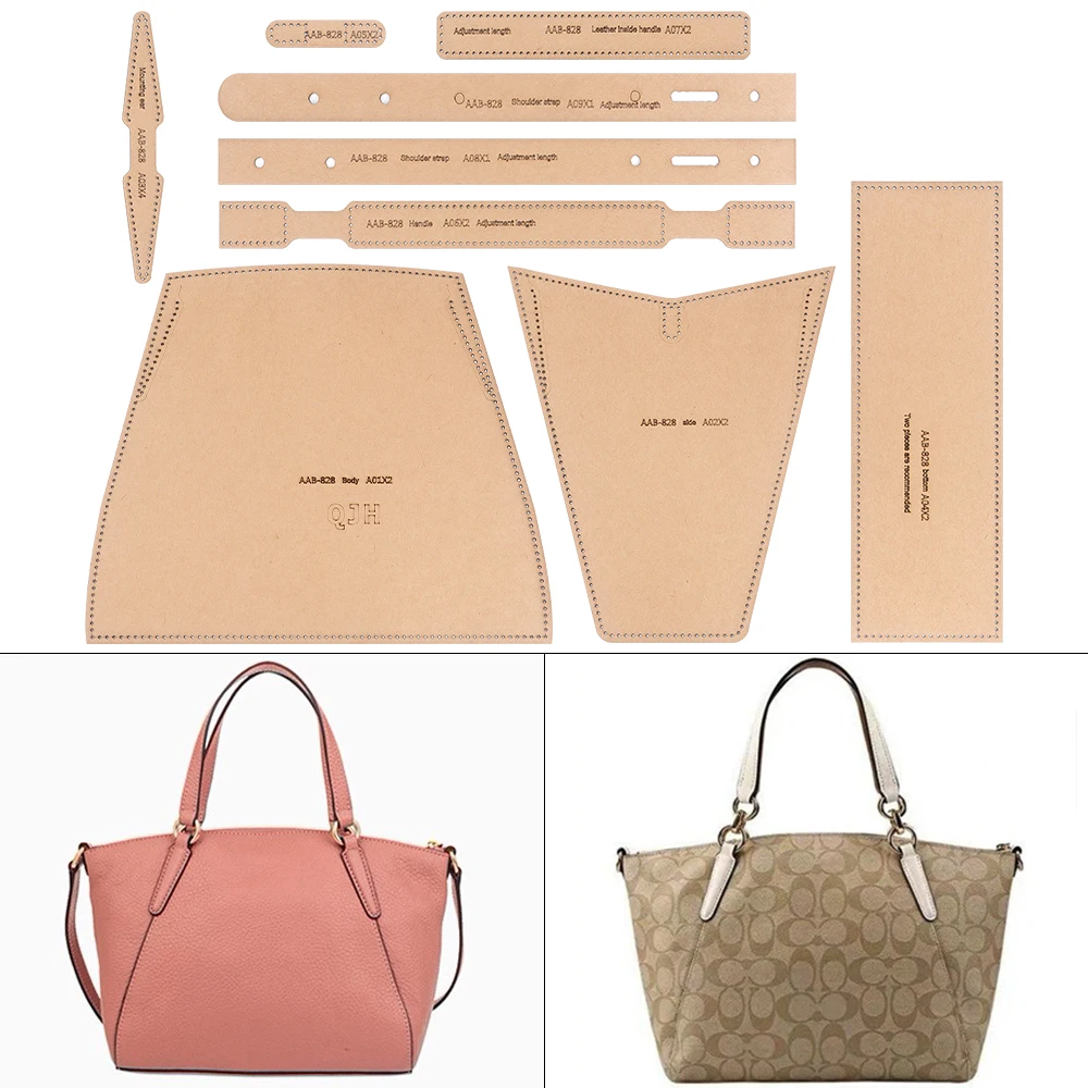 1 Juego de bolso de mano a la moda para mujer, cartera de gran capacidad, plantilla de papel Kraft, plantilla de costura artesanal hecha a mano de cuero DIY con agujeros