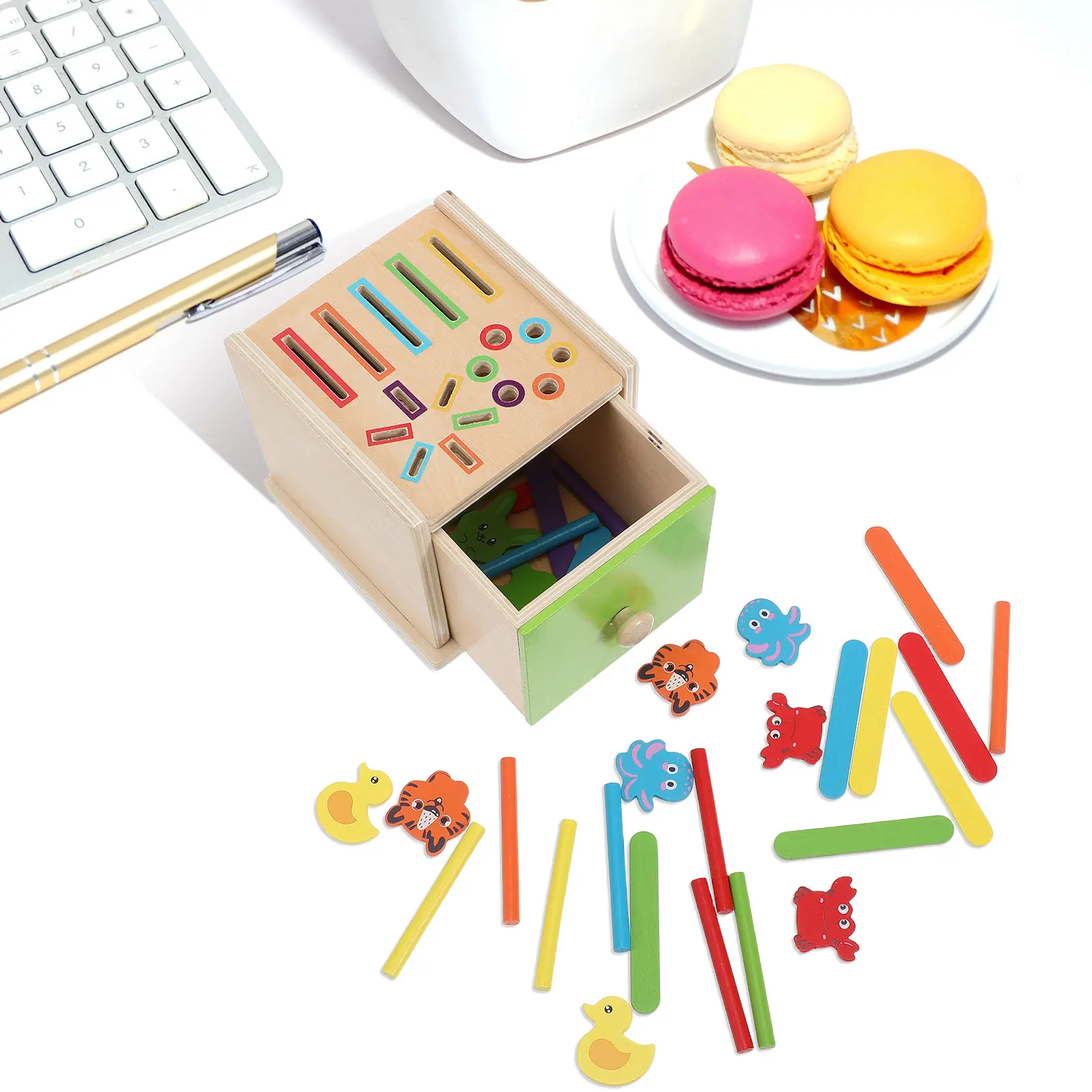 

1Set Wooden Montessori Shape Matching Color Sorter Early Learning Cognitive Development Puzzle for Toddlers Shape Sorter