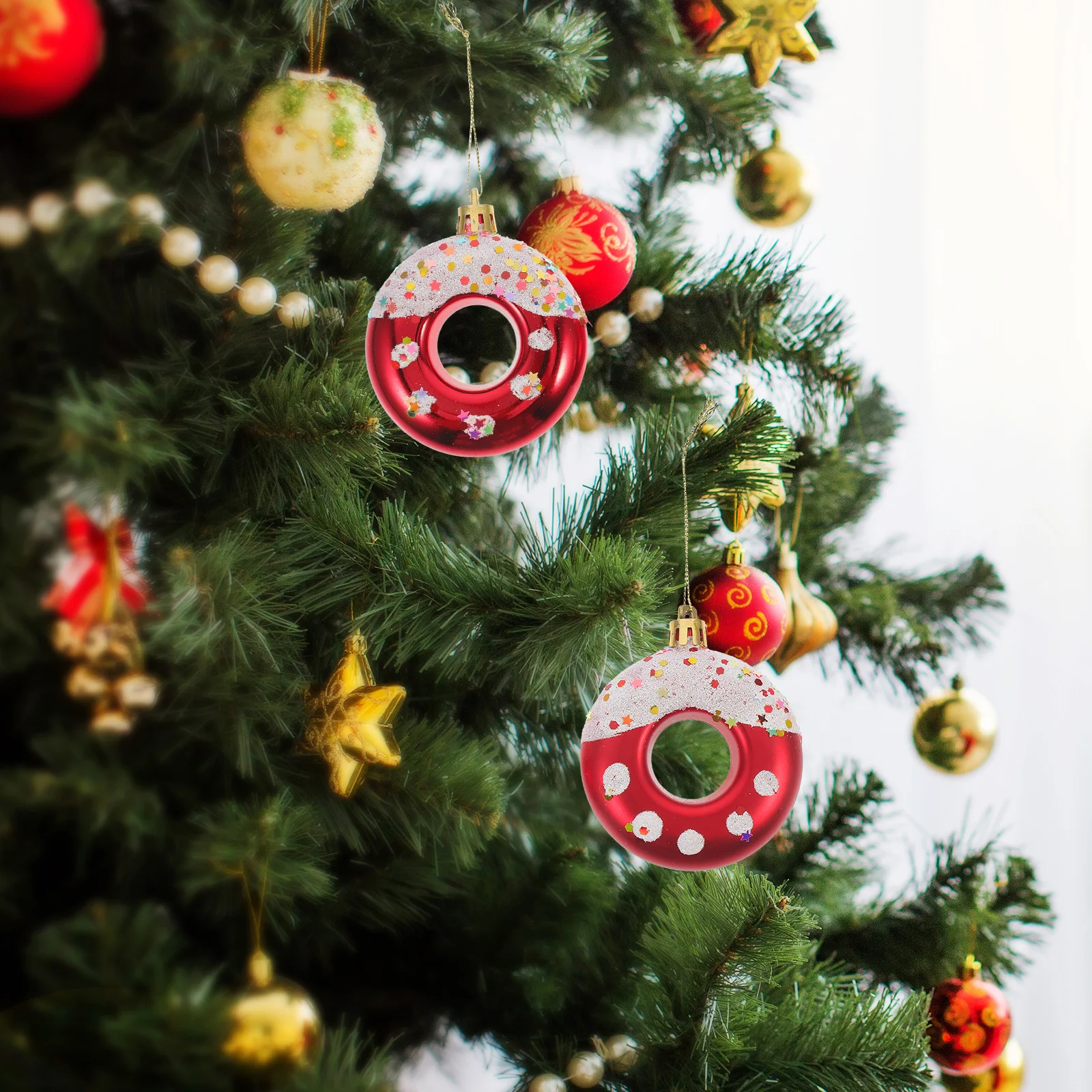 

4 Pcs Donut Christmas Ornaments Ball Pendant Decorate Tree Hanging Decoration Donuts