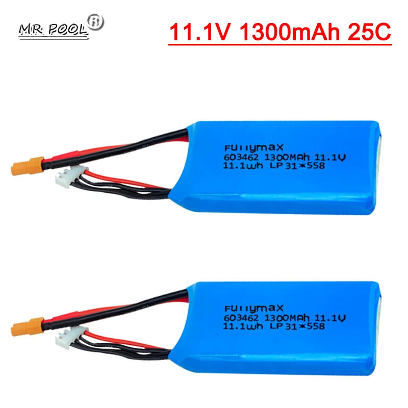 Upgrade 11.1V 1300mAh Lipo Battery For XK X450 FPV RC Airplanes Spare Parts Accessory 1100mAh 11.1V replace Batteries For X450