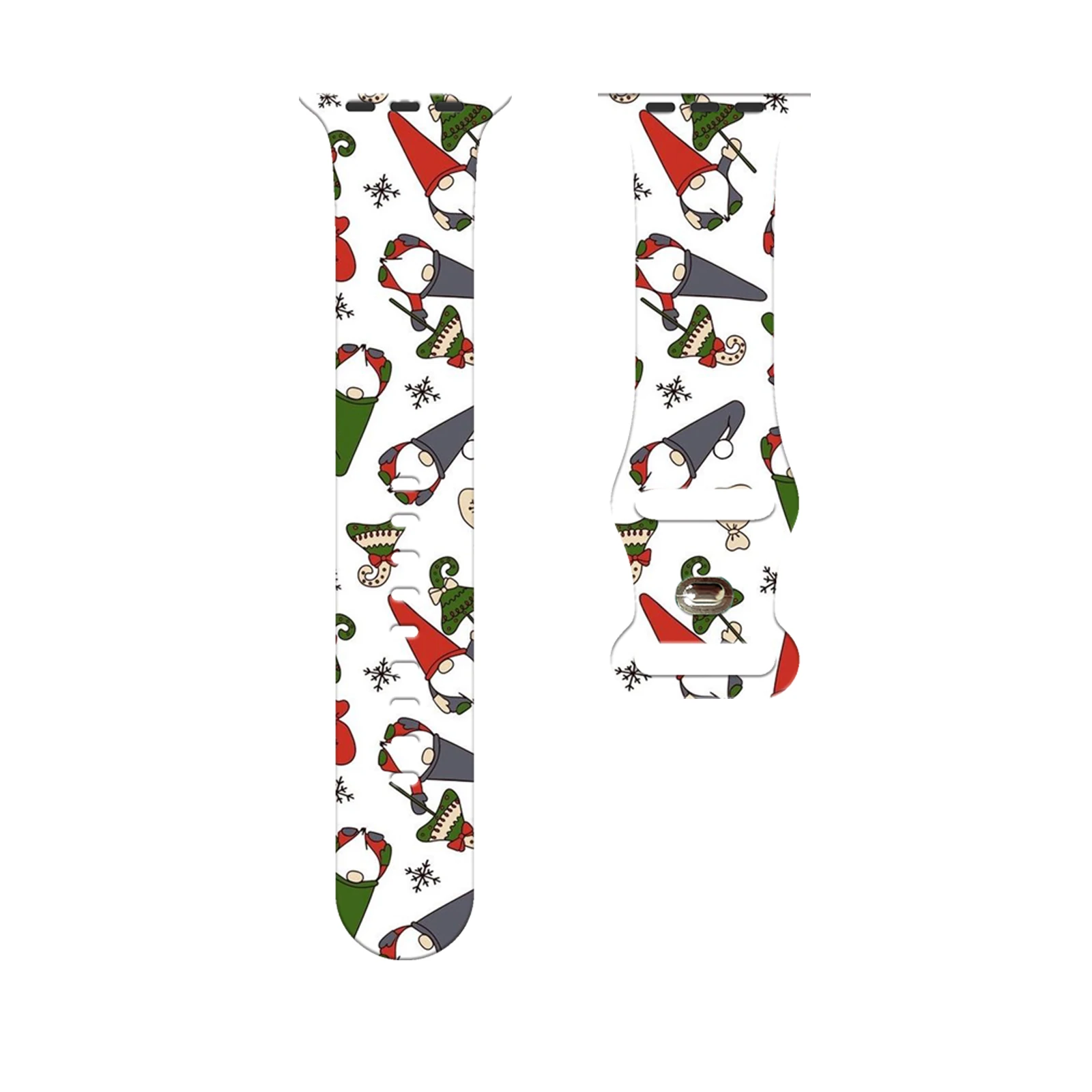 

Surprise Christmas Series Print Watchband for Apple Watch 11/10/9/8/SE, Soft Waterproof Replacement Silicone Band 45mm/44mm/42mm