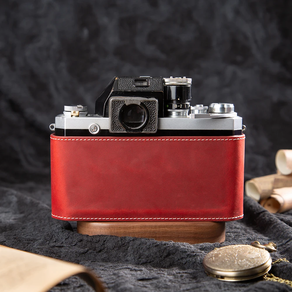 F Genuine Leather Half Case For Nikon S3 F Case Retro S3 Handmade Camera Bag Protective Case F Half Bag