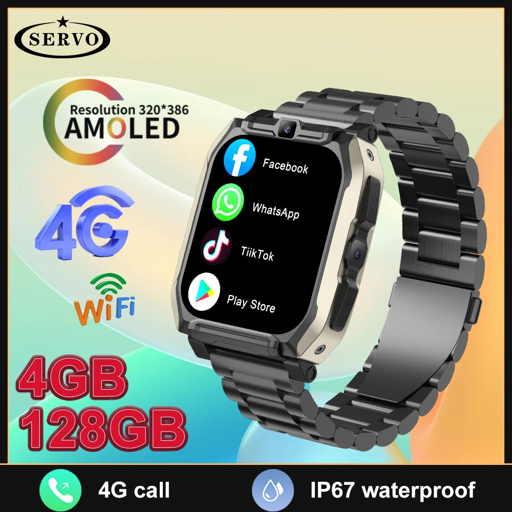 Original 4G 128GB Smart Watch SIM Card Android HD Camera Men Women Wifi GPS Google Play Store Call Music Bluetooth Fitness Ultra