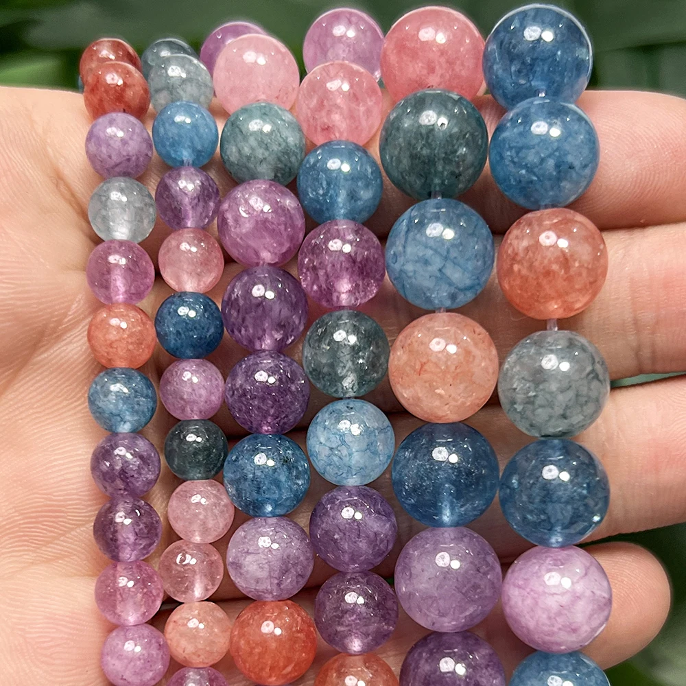 Natural Stone Beads 6-10mm Multicolor Angelite Round Loose Spacer Beads for Jewelry Making DIY Bracelets Earring Accessories