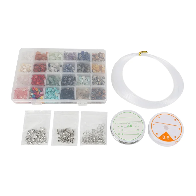 

CYL-3969Pcs Irregular Gemstone Beads Kit With Spacer Beads Lobster Clasps Elastic Jump Rings For DIY Jewelry Making Supplies