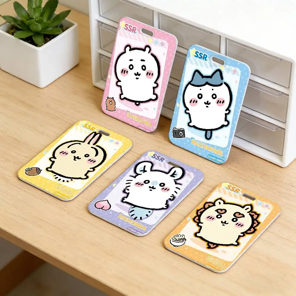 C-Chiikawa Cute Work Lanyard with ID Card Holder, Employee Badge, Office Working Permit Case