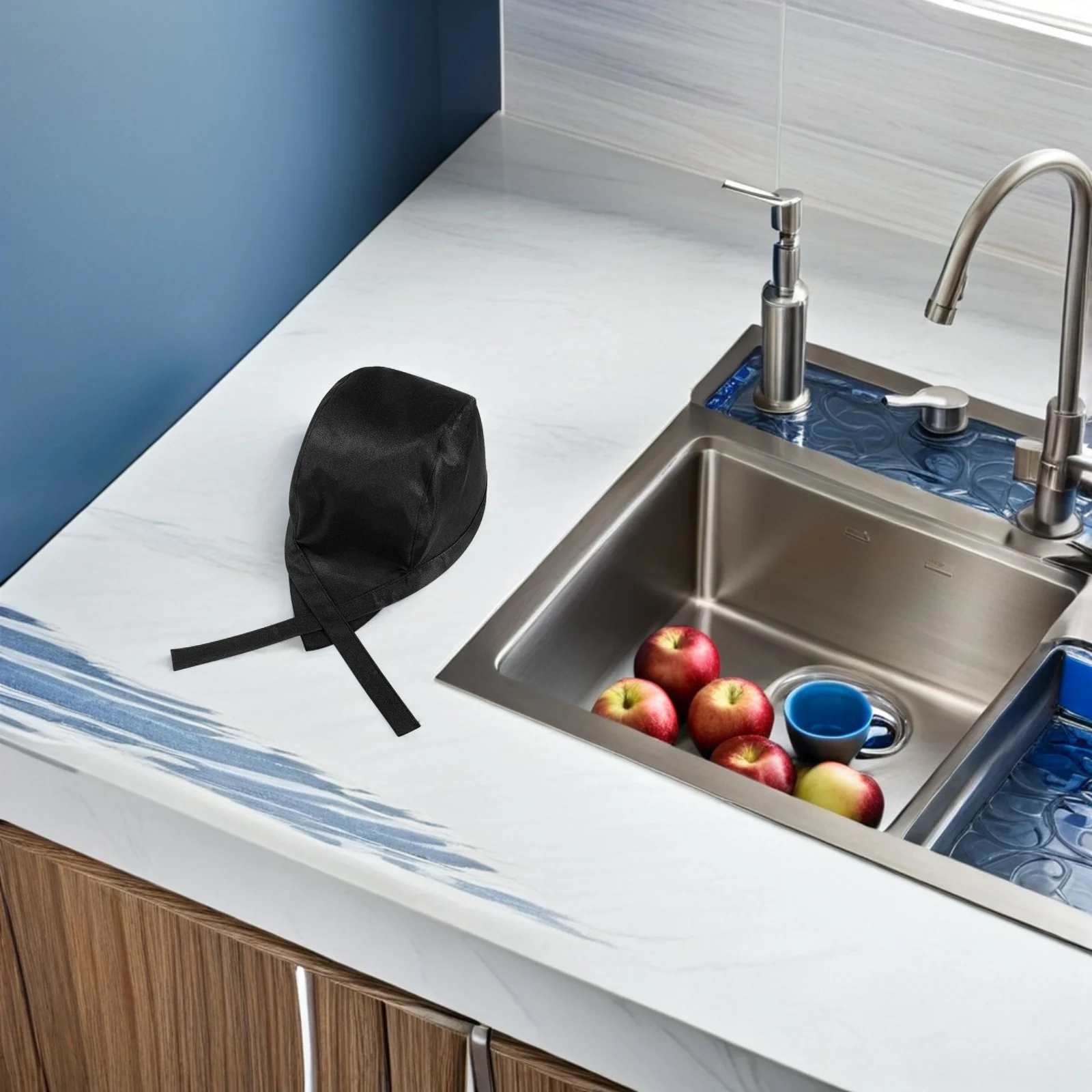 3pcs Chef Hat Baking Hats Uniform Hair Cap Adjustable Ribbon Style Soft Canvas Material Catering Skull Cap Server Hat