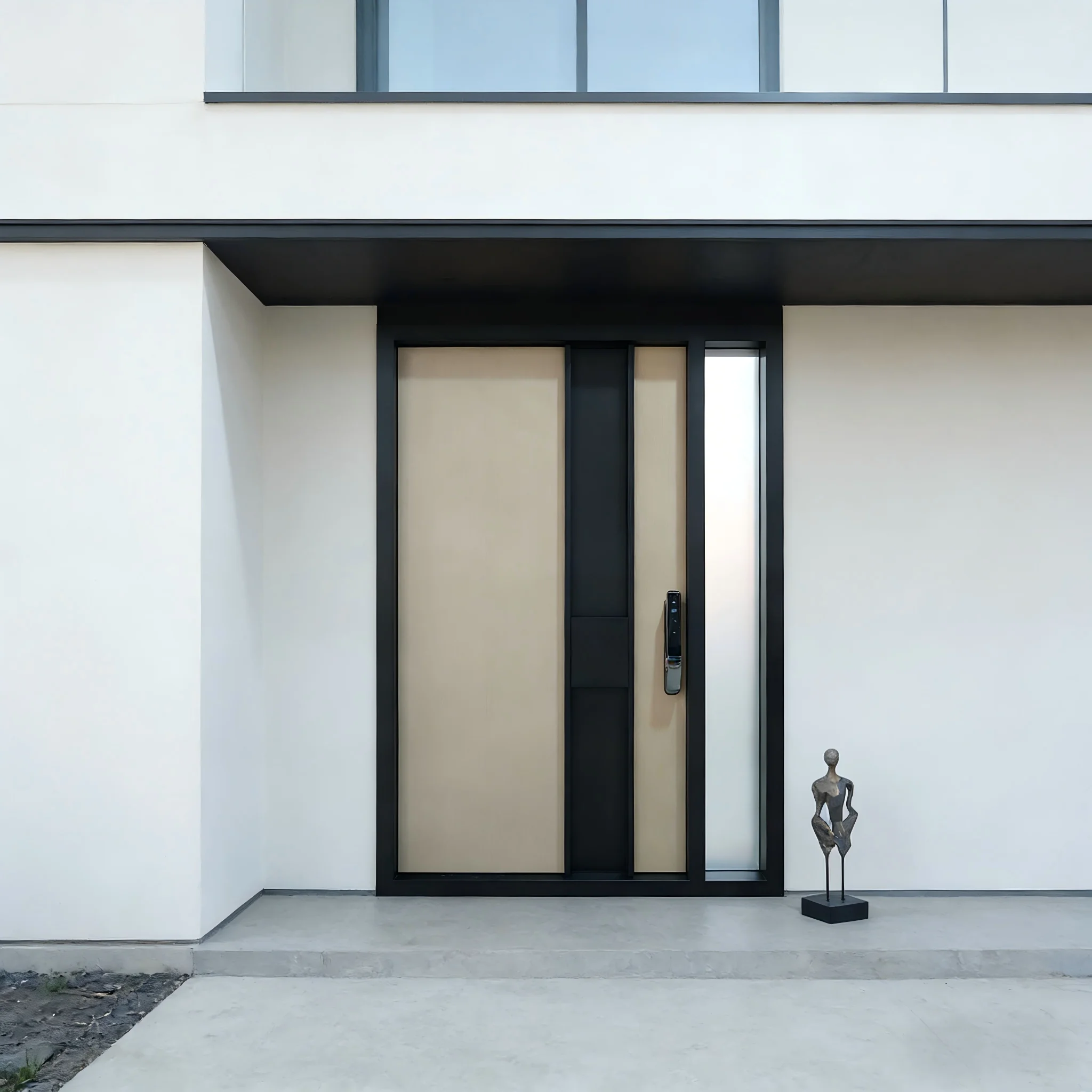 Modern Facade Solid Wood Pivot Entry Door Exterior Weatherproof Stained Finish for Contemporary Building