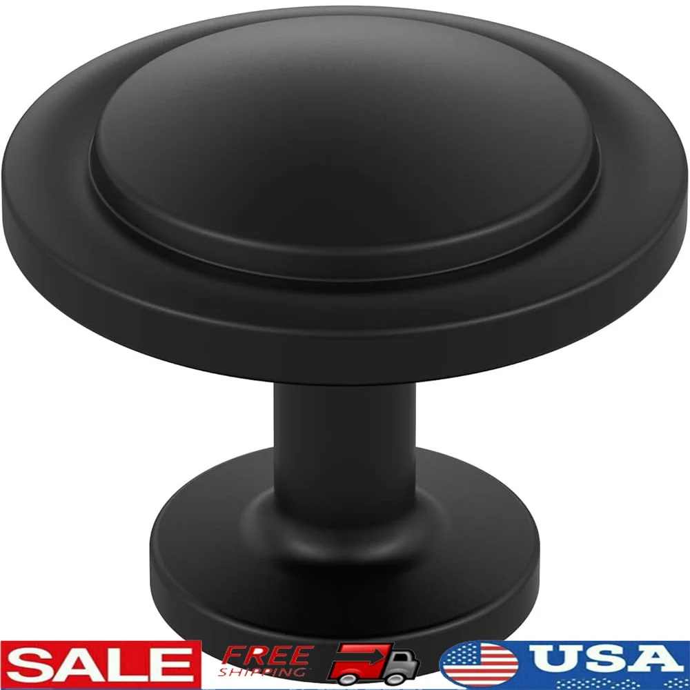 

Matte Black Cabinet Knob Pack of 10 Durable Zinc Hardware Easy Install Cabinets Drawers Furniture Upgrade