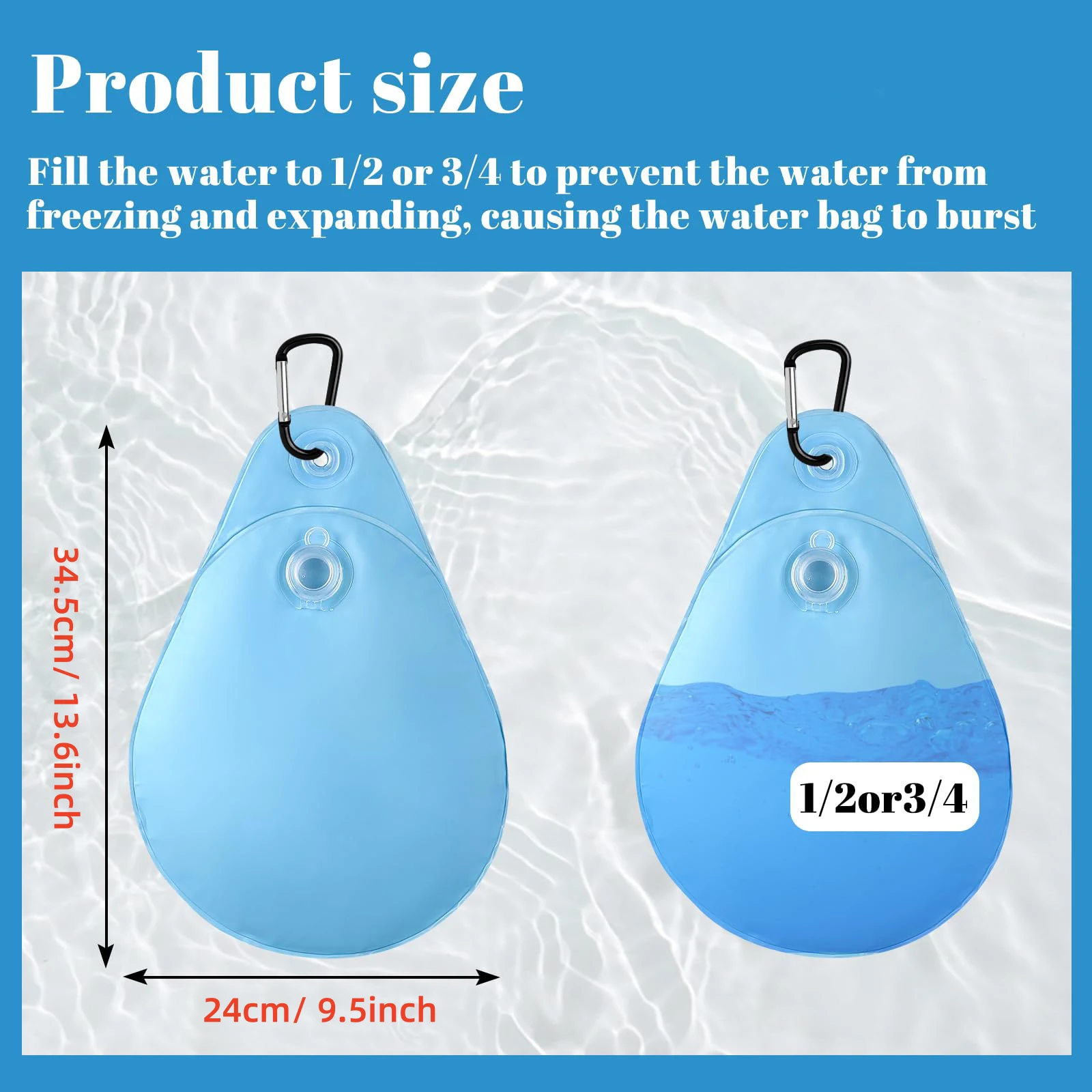 Pool Cover Weights with Hooks, Above Ground Pool Cover Weights, Swimming Pool Cover Hanging Water Bag for Winter Pool Cover