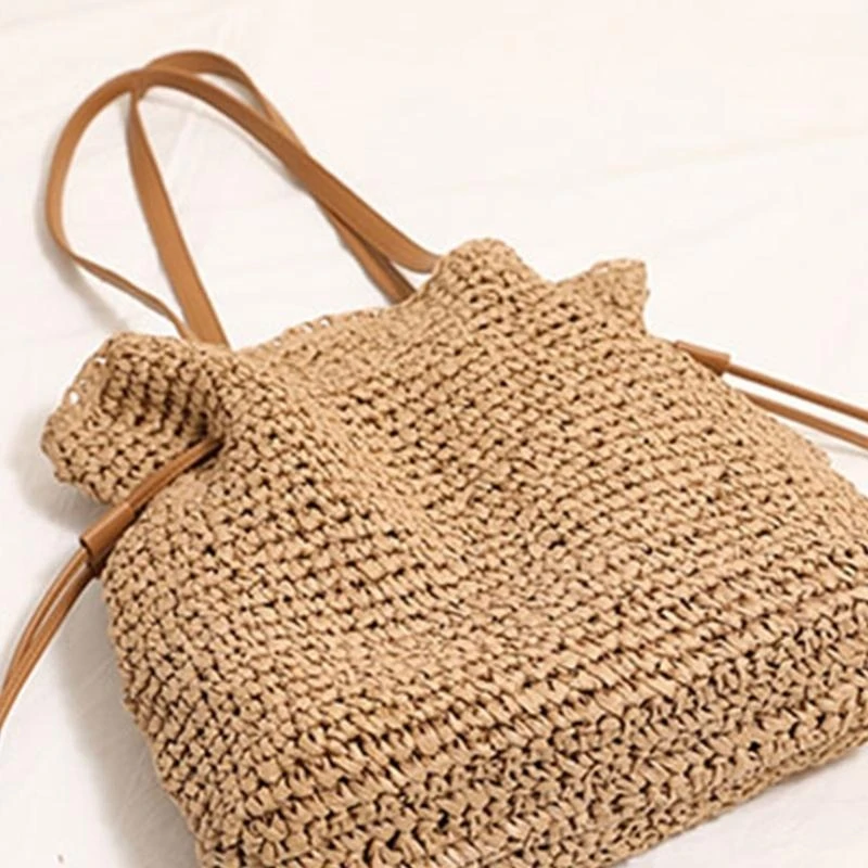 كيس منسوج من القطن الخفيف الوزن e8fb مع مقصورة واسعة أكياس الكتف الأنيقة حقيبة يد غير رسمية للأنشطة اليومية