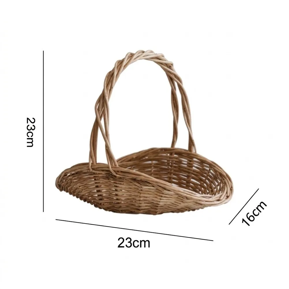 Wicker Basket for Harvesting Garden Goods Including Lettuce Strawberries and Sunflowers with Stable Handle Wicker