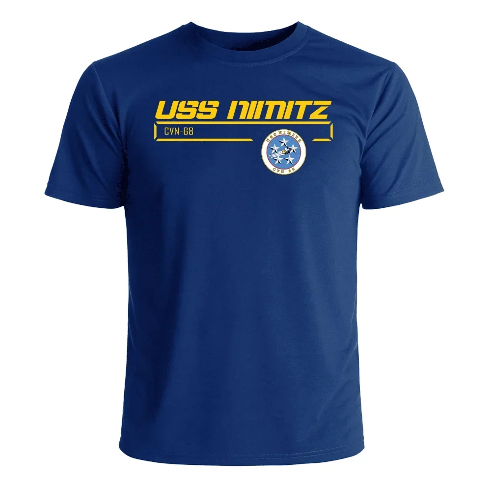 

USS Nimitz CVN-68 Aircraft Carrier Crest T-Shirt 100% Cotton O-Neck Summer Short Sleeve Casual Mens T-shirt Size S-3XL