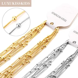 LUXUKISSKIDS 0.9mm Round Snake Beads Chain New Fashion Stainless Steel 5pcs Chains Necklace For Factory Making Hypoallergenic