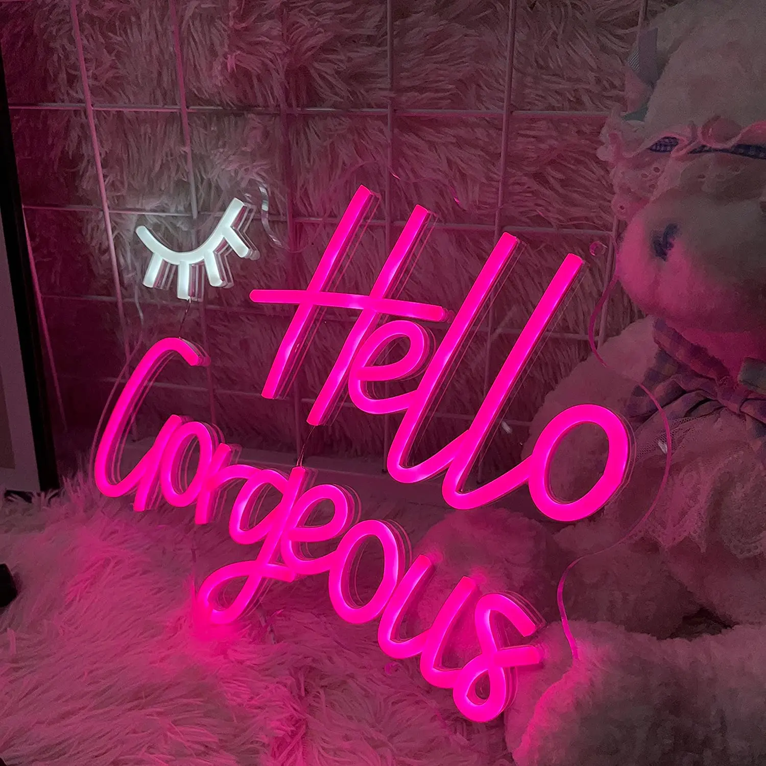 Hello Prachtige Neon Sign Roze Glow Neon Sign Usb Powered Game Room Slaapkamer Valentijnsdag Verlichting Verjaardagsfeestje Decoratie