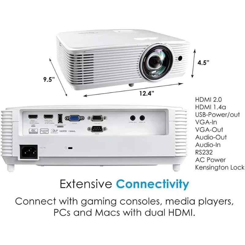 Optoma GT1080HDR Proyector para juegos HDR de doble disparo de corto alcance 3,800 lúmenes