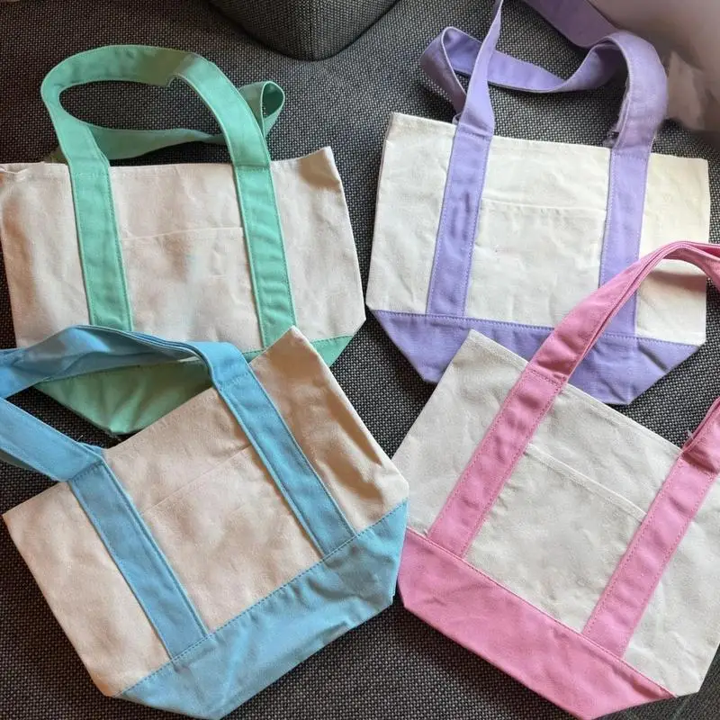حقيبة كبيرة من القماش حقيبة كتف بسيطة للركاب قابلة لإعادة الاستخدام حقيبة تسوق عصرية للكمبيوتر المحمول للنساء والرجال والطلاب