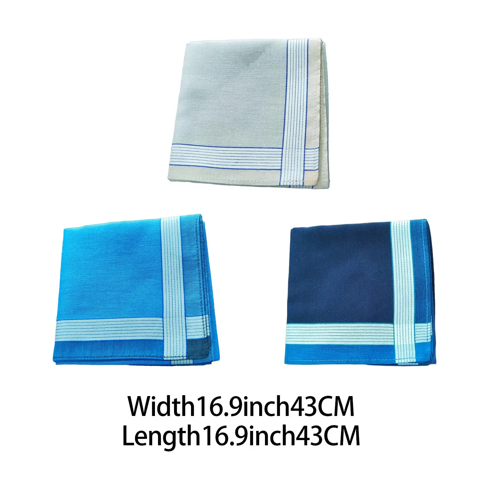 3Pcs pocket Squares Hankies cloth Reusable 43cm Sweat Towels Gift Retro Men's