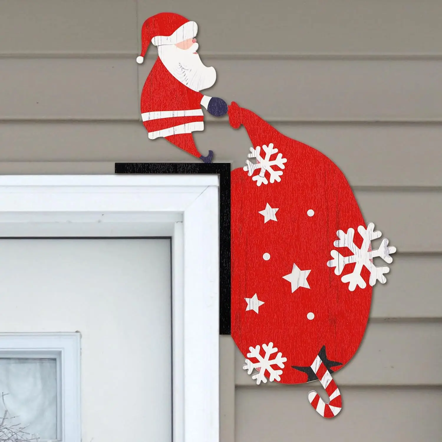 

2024 Christmas Door Topper Top Door Frame Decoration Funny Front Door Corner Sign Decor Home Wooden Christmas Party Ornament