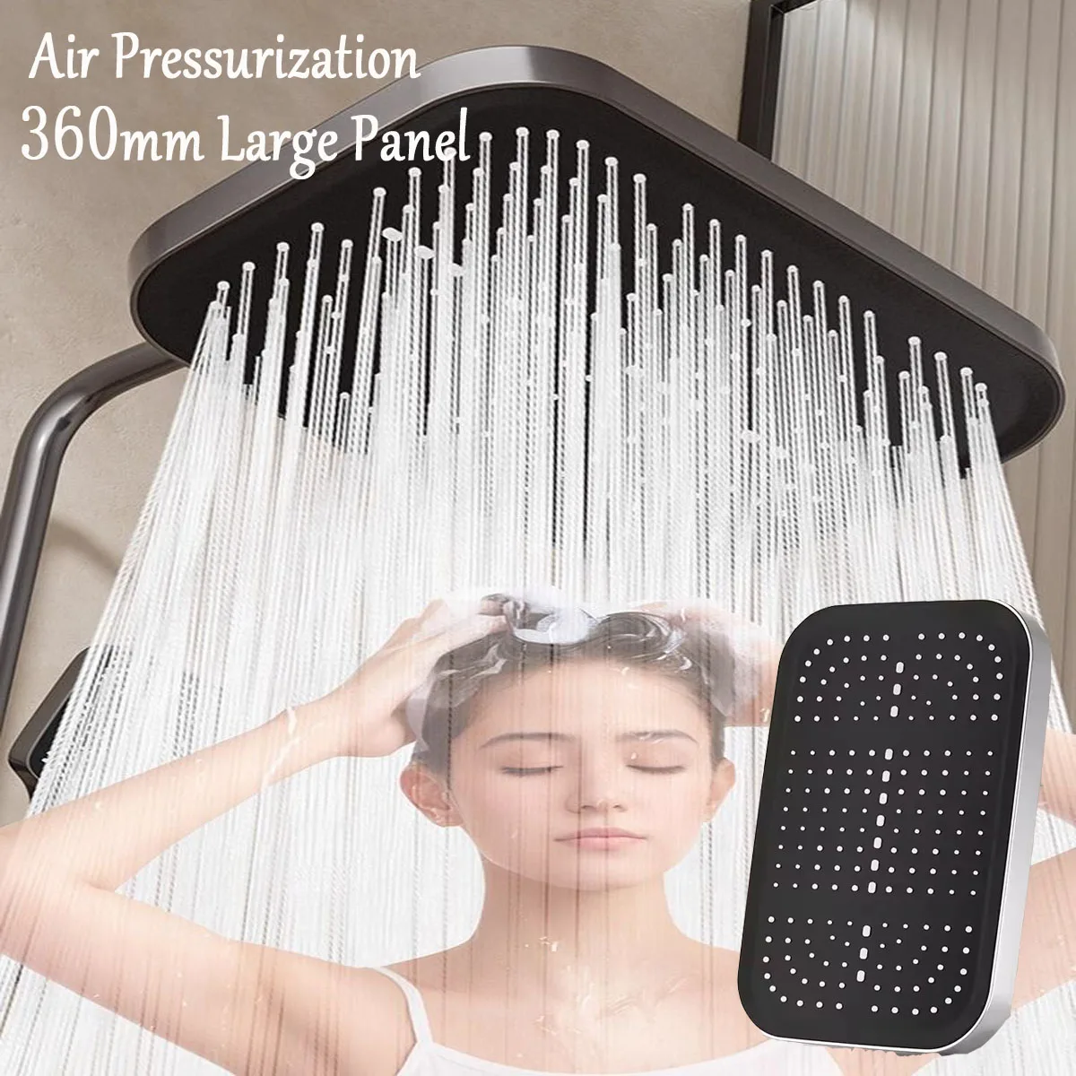 360 ° Rotating Water-Saving Shower Head Top Spray Pressurized Shower Head New 36cm Big Panel High-Pressure Shower Head High Flow