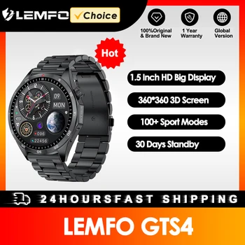 LEMFO GTS4 스마트 워치 남성용 GPS 트래커 스마트워치, 화웨이 샤오미 IOS용, GTS4 프로 2024, 1.5 인치 360x360 HD 화면