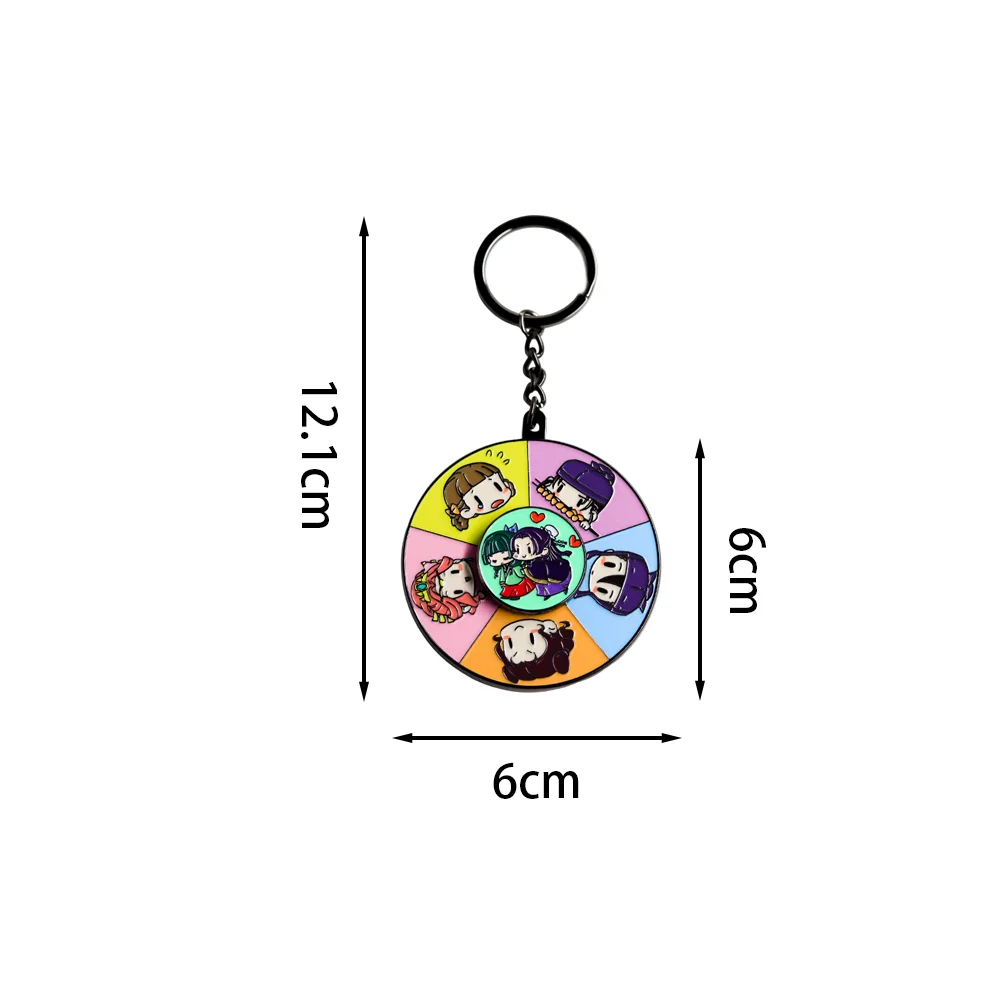 Hollow Bow Flower Basket Keychain Cartoon Character Pattern Rotatable Disc Pendant Anime Peripheral Key Ring Decoration Gift view 6