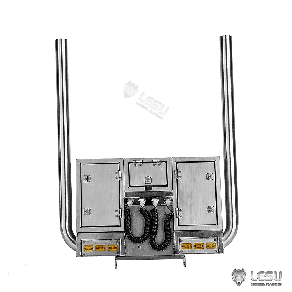 LESU 1/14 Tamiya tractor exhaust pipe double chimney LED lighting wire rack tool box assembly G-6272