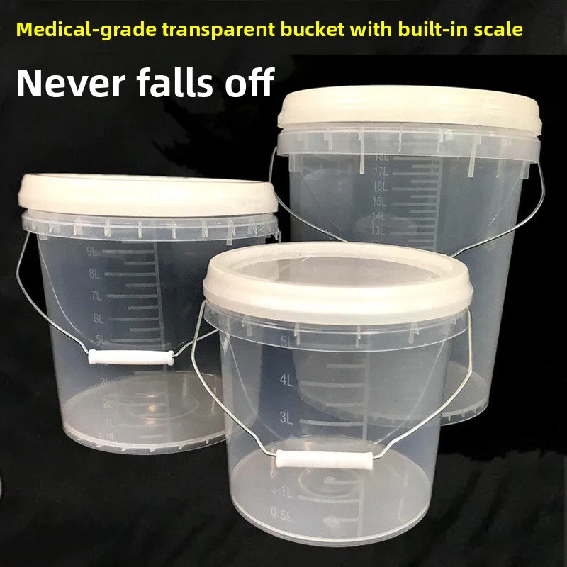 Transparent Large Capacity Plastic Bucket with Lid 10L 20L Measurement Water Bucket for Medical Towel Disinfection Soak Bucket