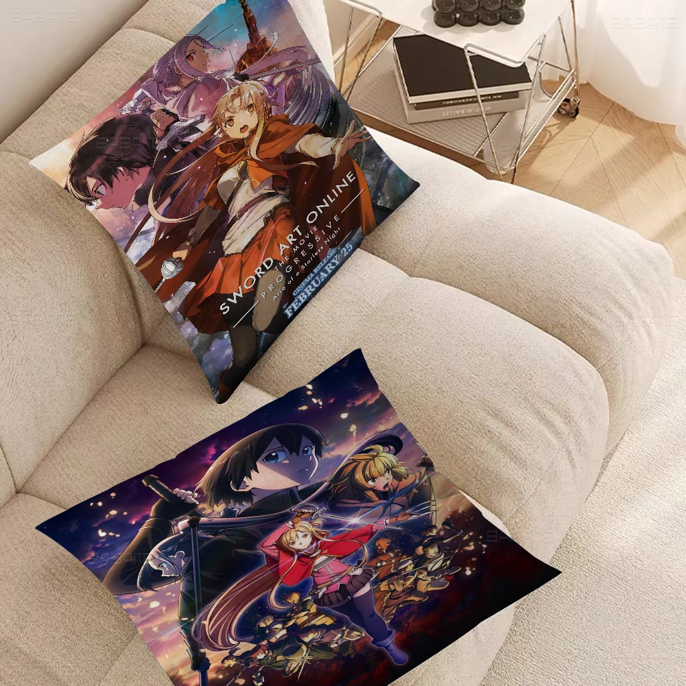 Japanese Anime Sword Art Online SAO Pillow Covers Cartoon Sofa Decorative Home Double-sided Printing Short Plush Cushion Cover