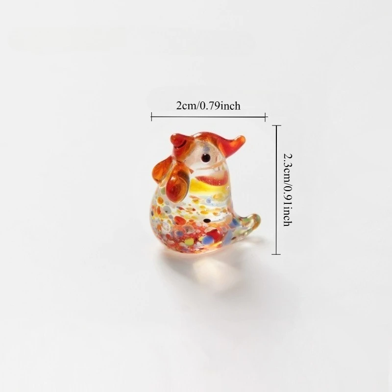 Handcrafted Glass Chicken Animal Ornament Desk Decoration Premium Car Console Accent Gift Handmade Colored Glaze Animal Figurine