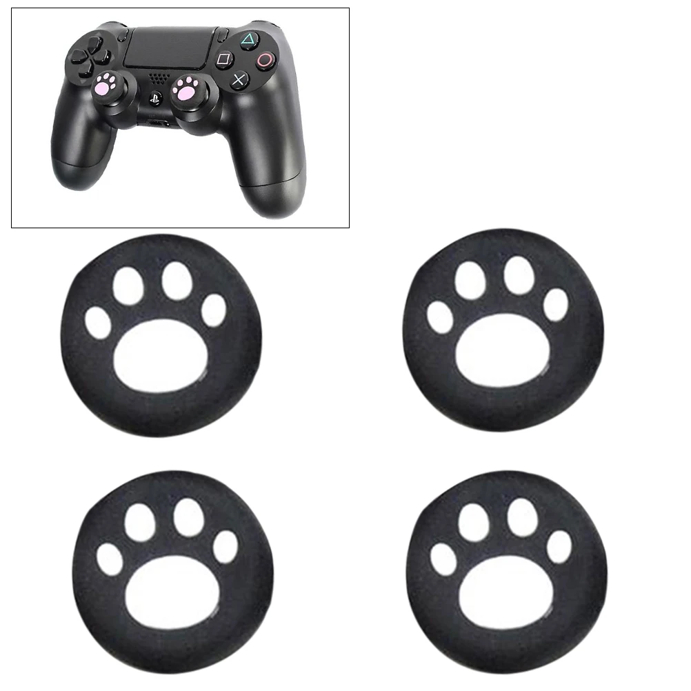 

4 pcs Joystick Cover Thumbstick Cap Cat Claw Print White Long-lasting Universal Gamepad Accessory Protect Relief Comfortable