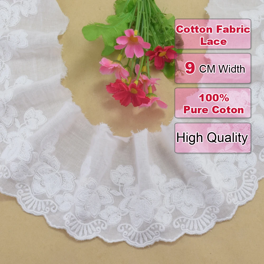 9cm wide 100% Cotton embroid lace sewing ribbon guipure trim wedding decoration DIY dolls colthes Accessories lace #4154