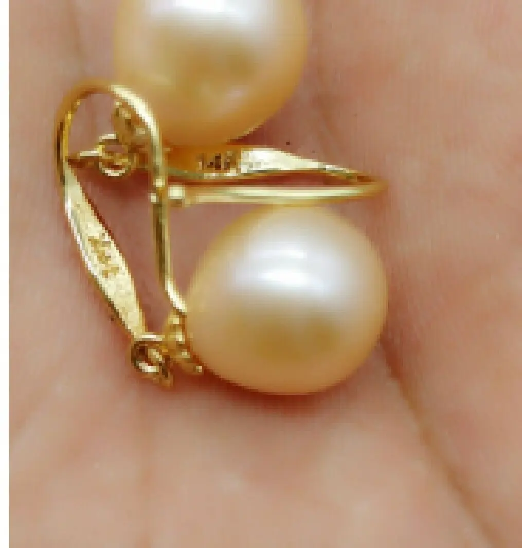 

GENUINE 10-12MM AAA Faint pink SOUTH SEA PEARLS EARRING 925 Silver