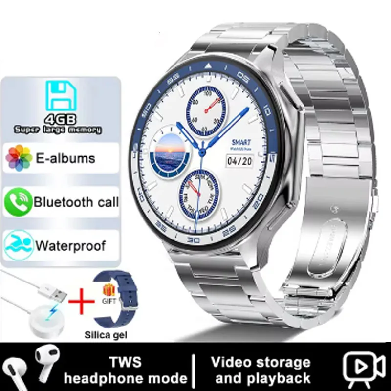 

1.43 4GB ROM Smart Watch Waterproof Smartwatch for LG K50 Vivo Y20G Vivo Y52s t1 Men Women BT call connect Earphone TWS Music