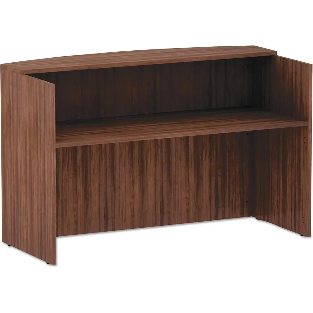 

71 Modern Walnut Reception Desk with Transaction Counter, 35.5 Deep, 42.5 Tall