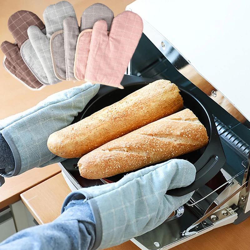 Oven Heat-insulating Gloves  Microwave Oven Gloves High-temperature Resistant Linen Gloves Kitchen Baking Oven Gloves