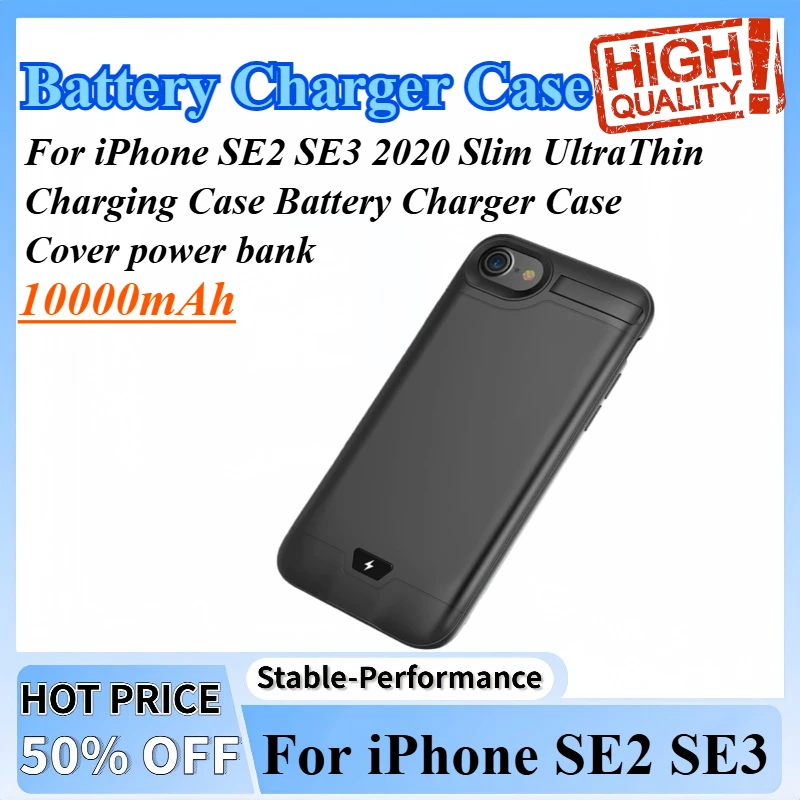 

10000mAh Backup Power Bank Battery Case For IPhone SE2 SE3 2020 Slim UltraThin Charging Case Battery Charger Case