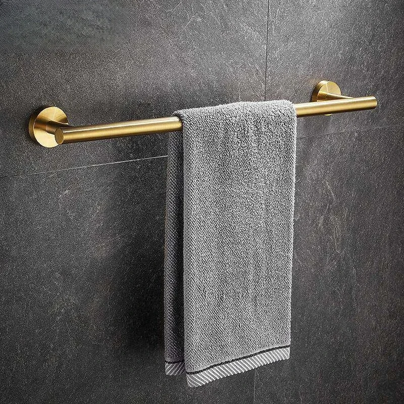 304 Stainless Steel Towel Rack, Bathroom Towel Holder, Single-Rod Shower Enclosure, Brushed Gold Slipper Rack