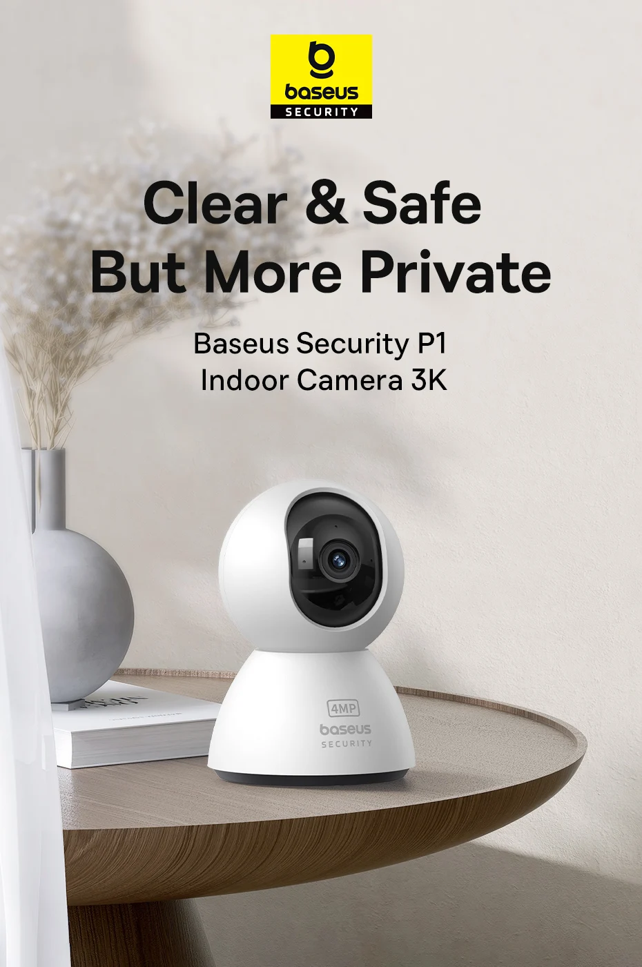 Baseus 4MP IP Kamera Smart 5G WIFI Sicherheit Kamera Indoor Hause Schutz PT 3K Hohe Klarheit Zwei-wege Audio Überwachung Kamera – Detail 1