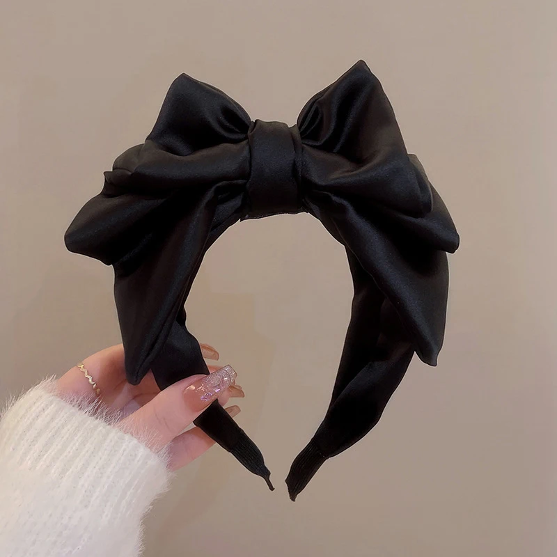 1PC Women Korean Style Fashion Headdress Black Bow Knot Hairband Temperament Elegant Headband For Girls Hair Accessories