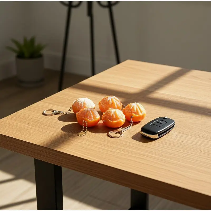 Realistic Peeled Tangerine Orange Keychain Lifelike Fruit Texture Sturdy Metal Clasp Cute Bag Decor Small Gift Accessory