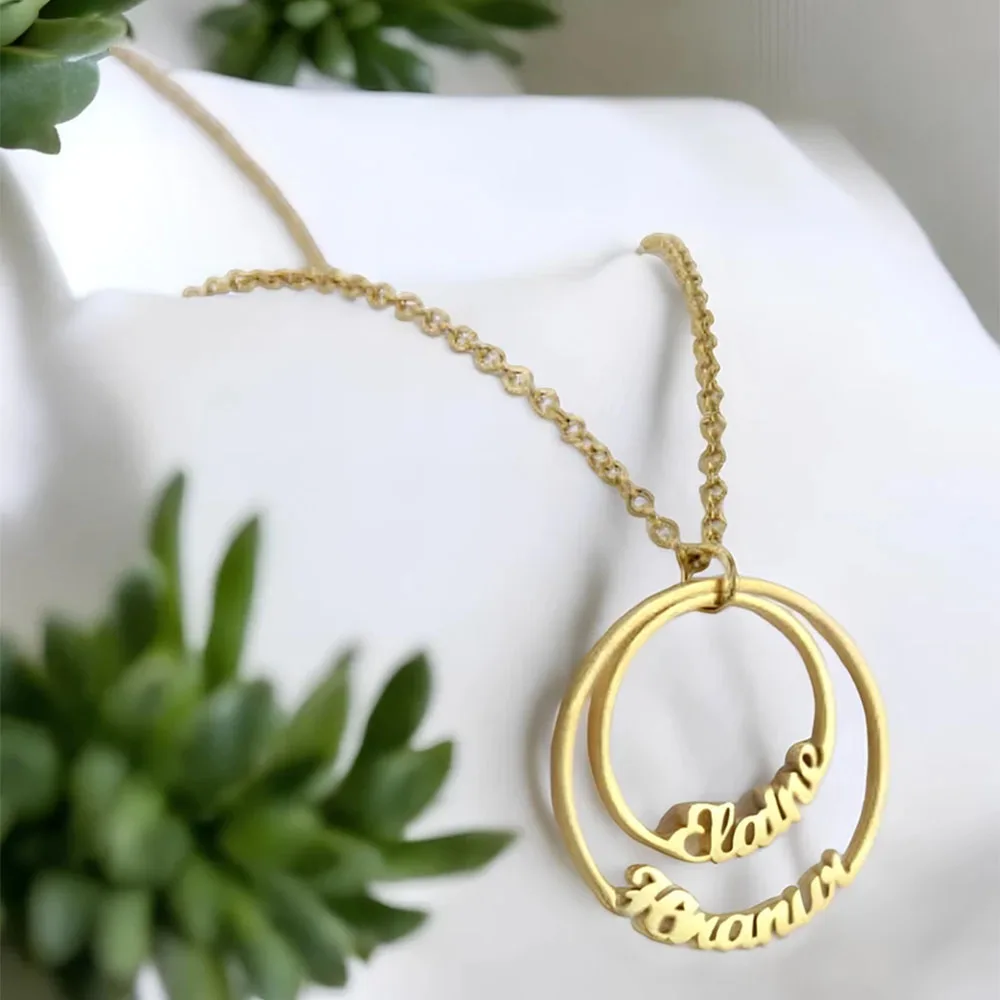 

Customized circle name necklace, double name exquisite necklace, personalized jewelry, couple necklace, gift for wife