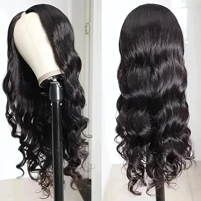 Body Wave V Part Wigs Human Hair 250% Density For Women Full Head Clip In Half Wig No Leave Out Body Wave Wig For Black Women