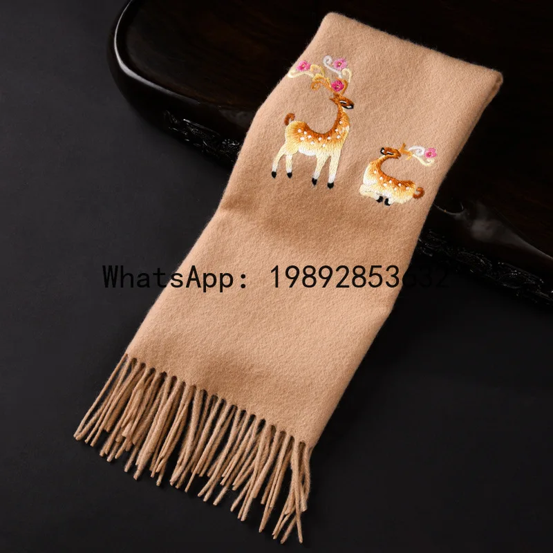 PYJ Suzhou embroidered cashmere scarf 2025 winter new warm women's pure cashmere shawl