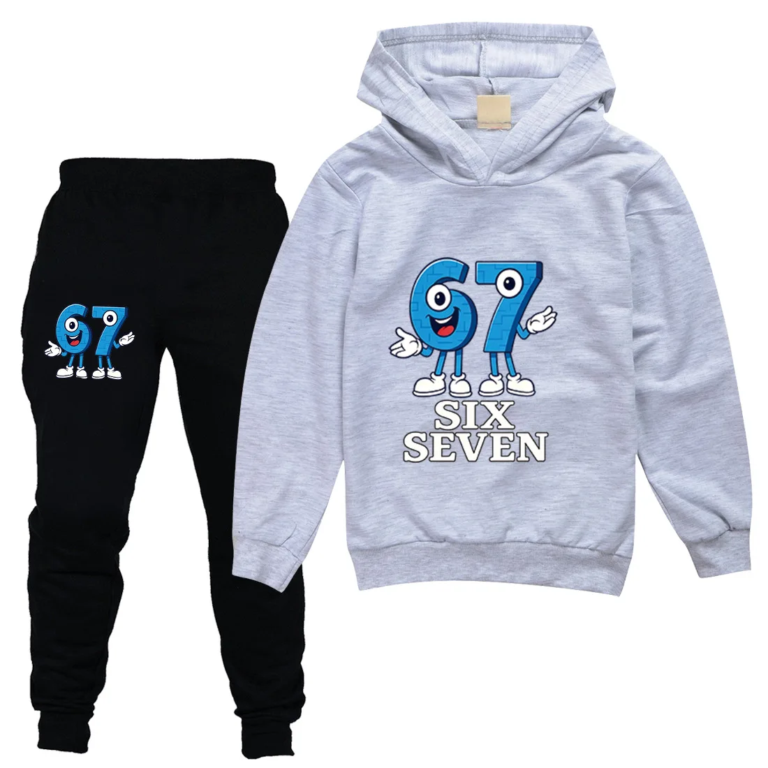 2-teiliges Steal A Brainrot Kinder-Trainingsanzug-Set Anime 67 Six Seven Hoodies Hosen Neuer Dünner Sweatshirt-Jogginganzug Kinderkleidung – Detail 4