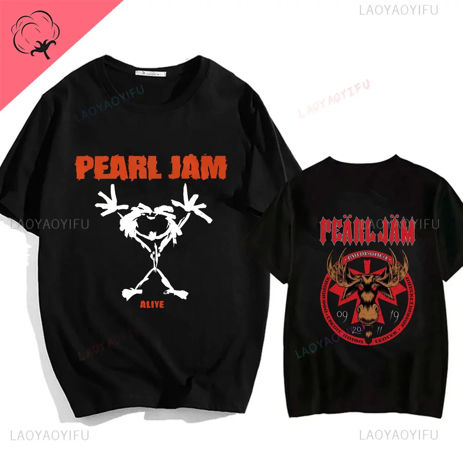 T-shirt en coton Cool Alive Pearl Jam pour hommes et femmes, groupe de musique, vêtements RapMetal, manches courtes, col rond, cadeau d'urgence