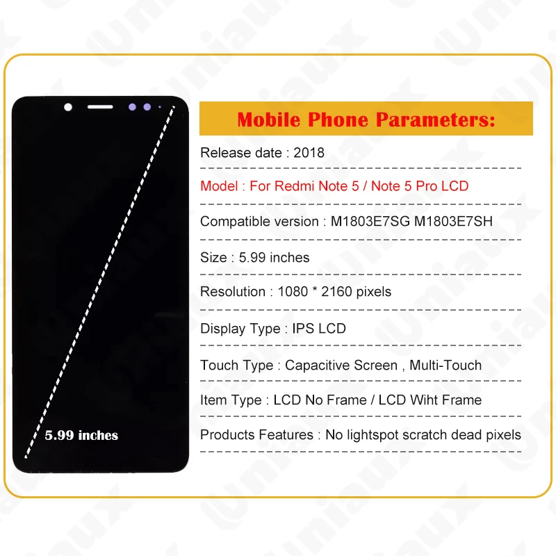 Voor Xiaomi Redmi Note 5 Pro Lcd Display Met Frame Voor Redmi Note 5 Pro Lcd Digitizer Touch Screen Assmebly note5 Pro Global Lcd