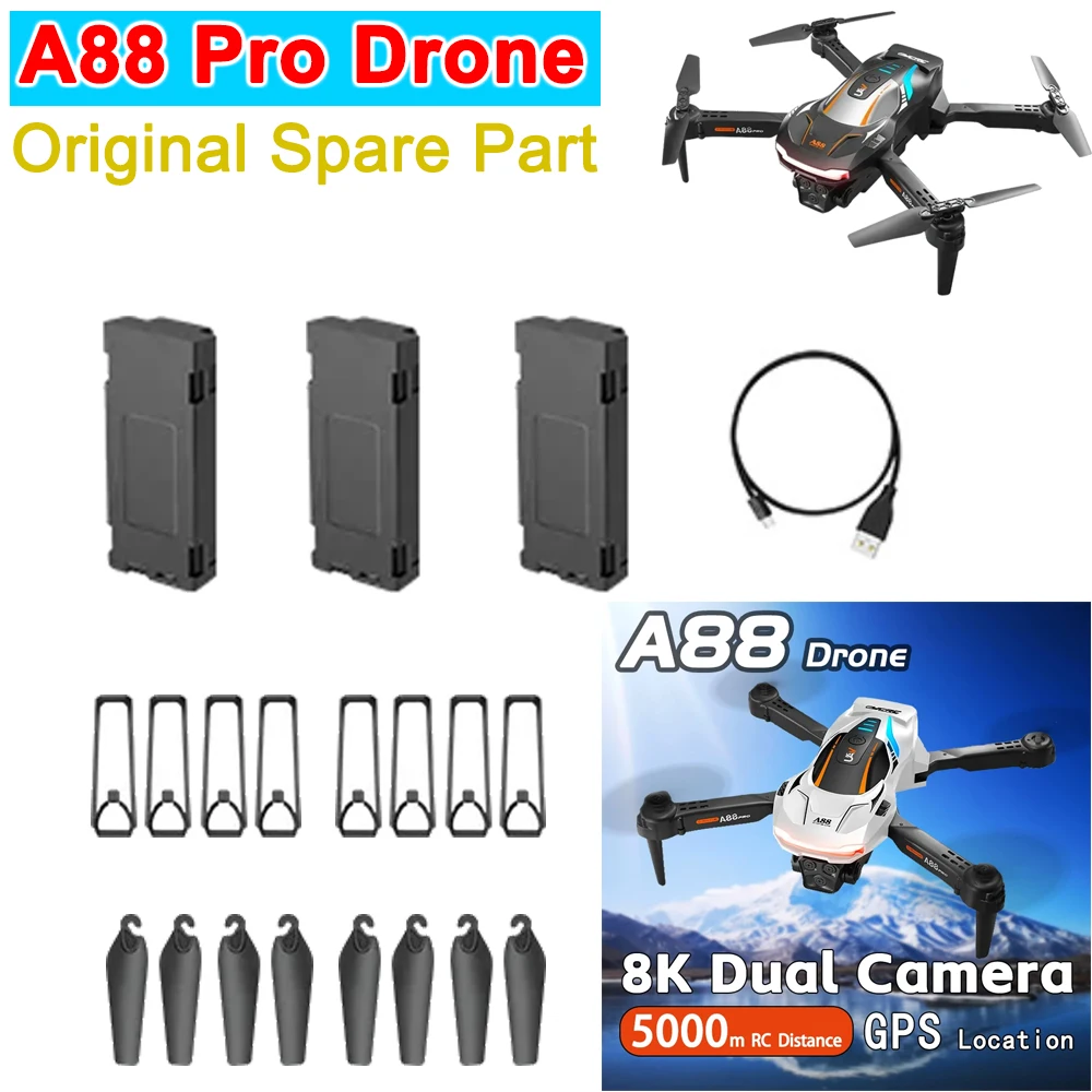 A88 PRO RC Drone Original Spare Part Propeller Blade / Battery / USB Charger Cable Part Accessory